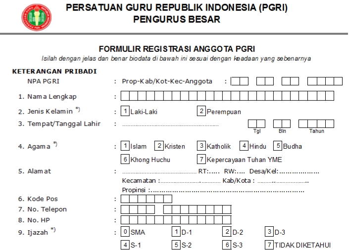 Pendaftaran PGRI Limapuluhkota - Persatuan Guru Republik Indonesia Cabang Limapuluhkota